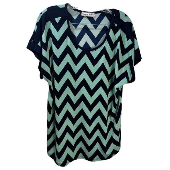 Carol Rose Chevron Print Top Size 1X NWOT - Picture 2 of 6